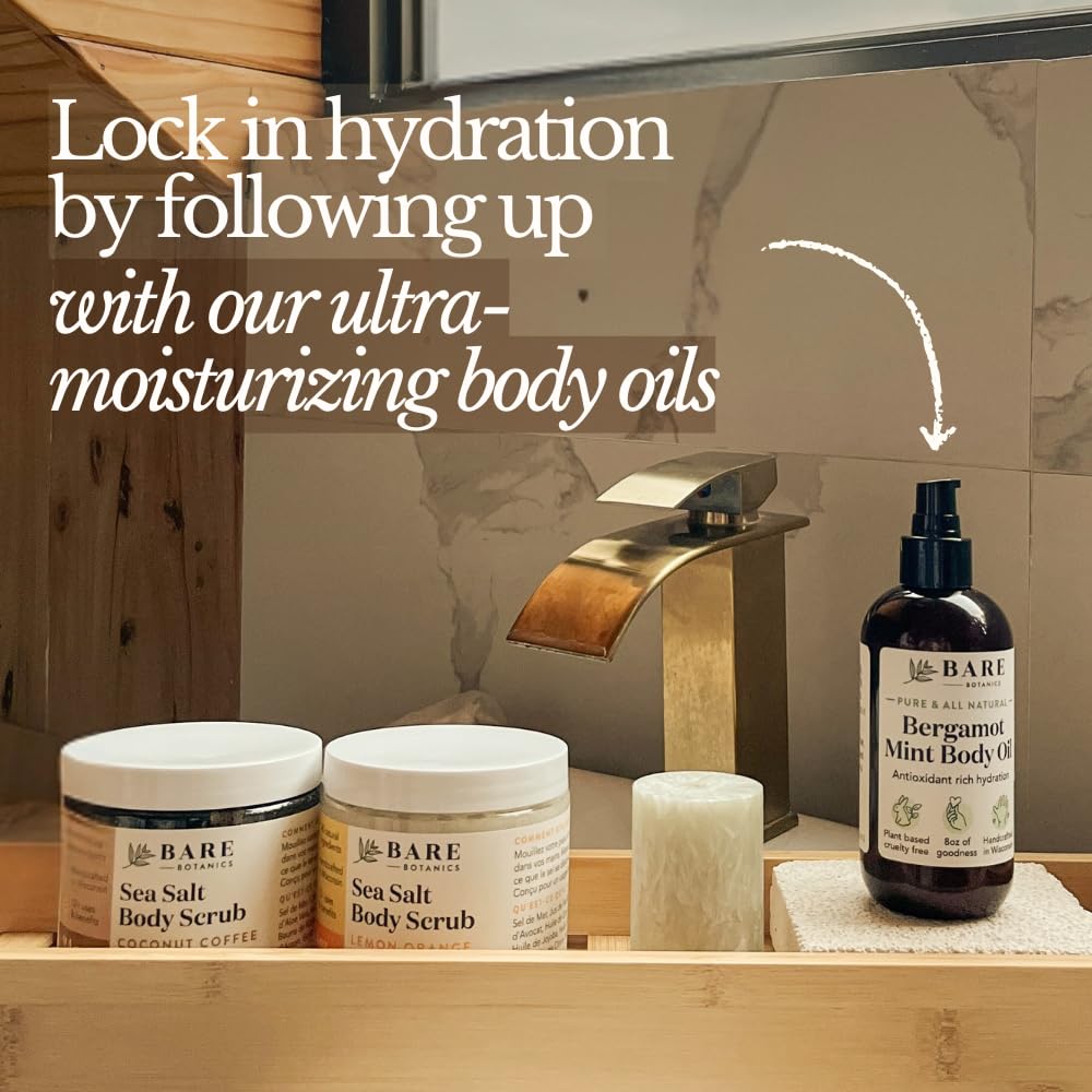 Bare Botanics Unscented Sea Salt Body Scrub Natural Exfoliator - BARE BOTANICS Official Product View 9