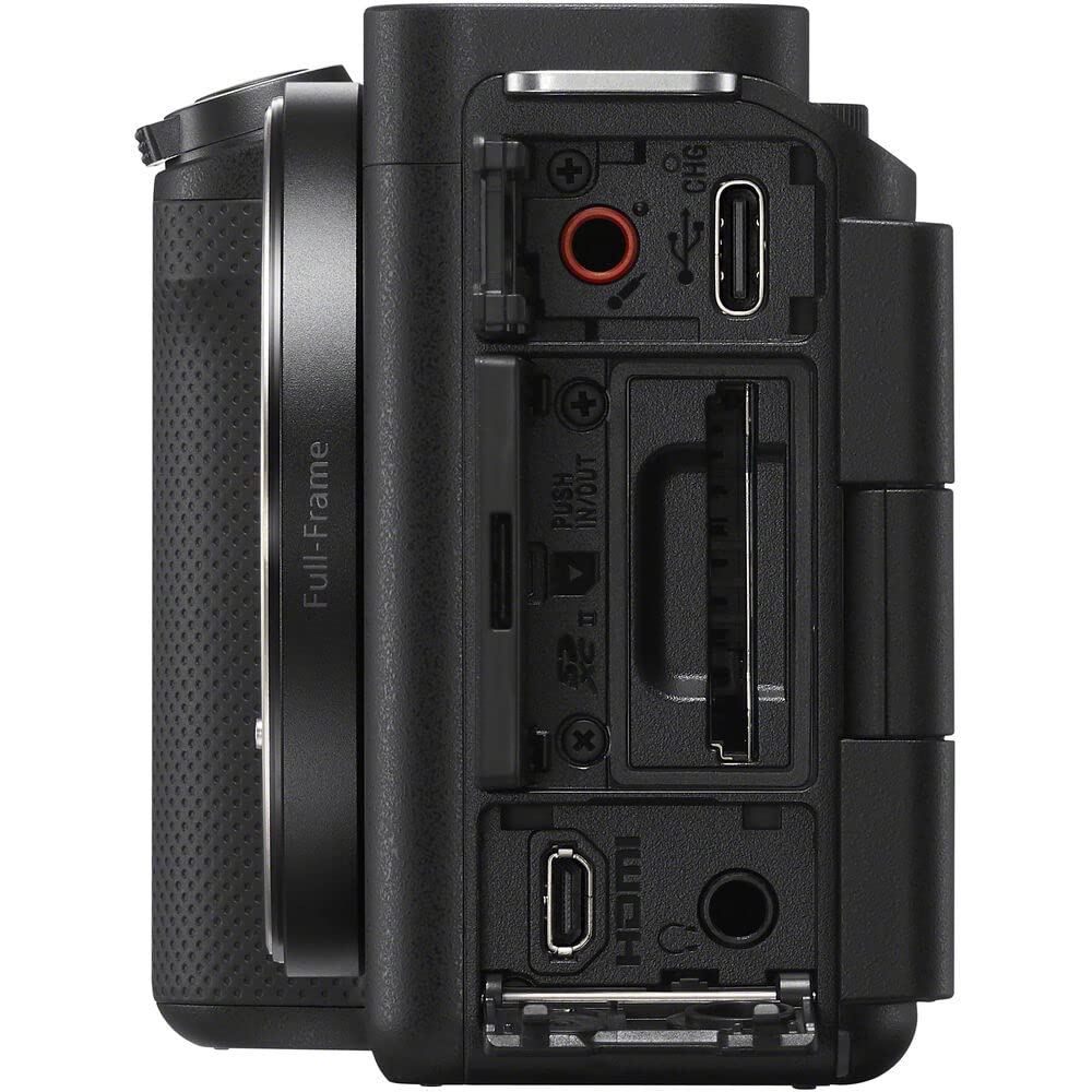 Sony Alpha ZV-E1 Full-Frame Vlog Mirrorless Lens Camera (Black) (ILCZVE1/B) + Case + 64GB Card + Card Reader + Flex Tripod + Memory Wallet + Cleaning Kit (Renewed)