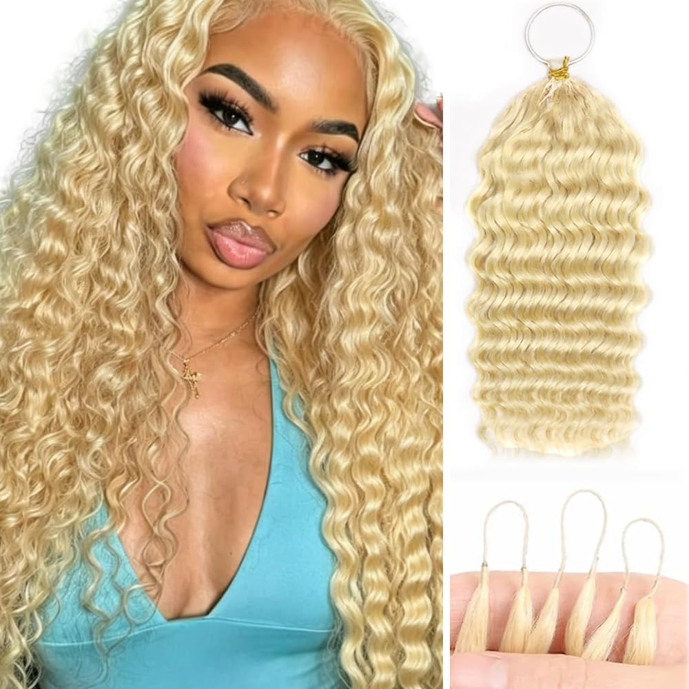 #613 Honey Blonde Deep Wave Crochet Human Hair 28 Inch Unprocessed Brazilian Virgin Hair 50 Grams Blonde Deep Wave Human Crochet Hair Extensions