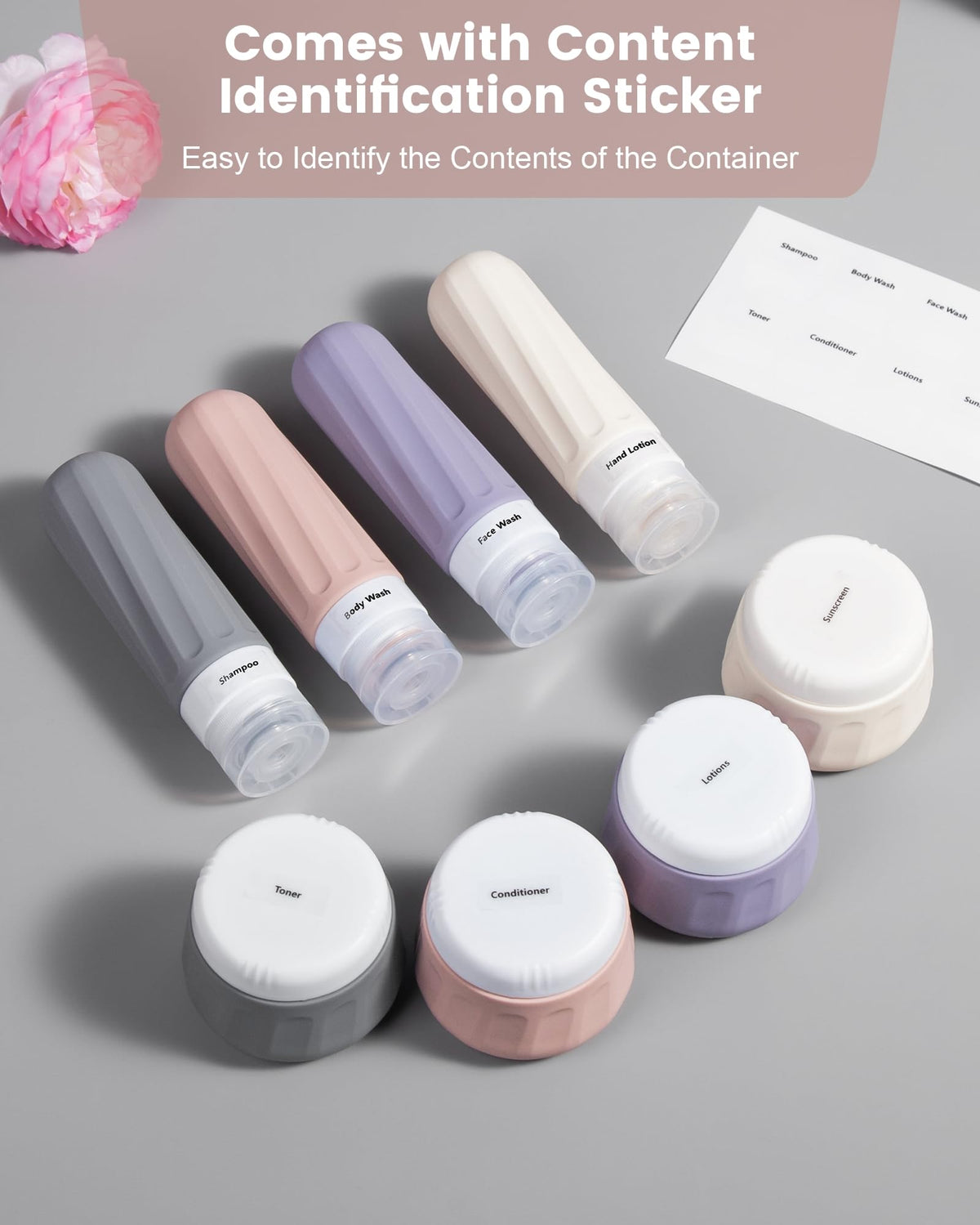 Travel Size Toiletries 8 Pack TSA Approved 3oz Silicone - Mrsdry Official Imagery - 6