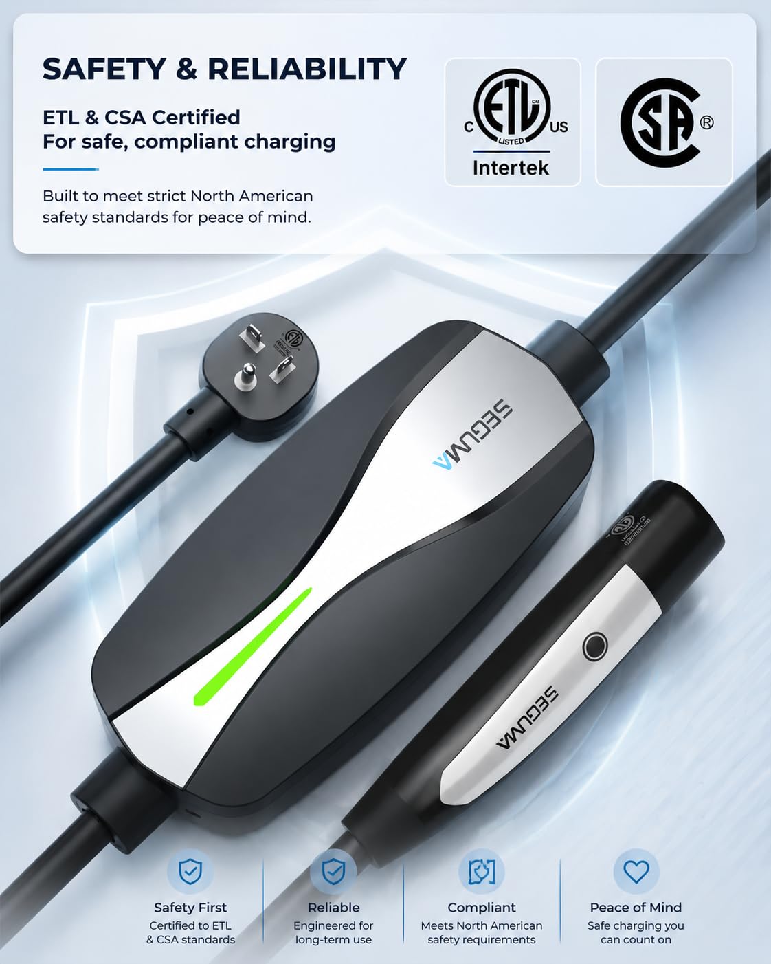 SEGUMA Level 1 - 2 Tesla Charger & 12A 120V w 5 15Plug - SEGUMA Official Product View 3