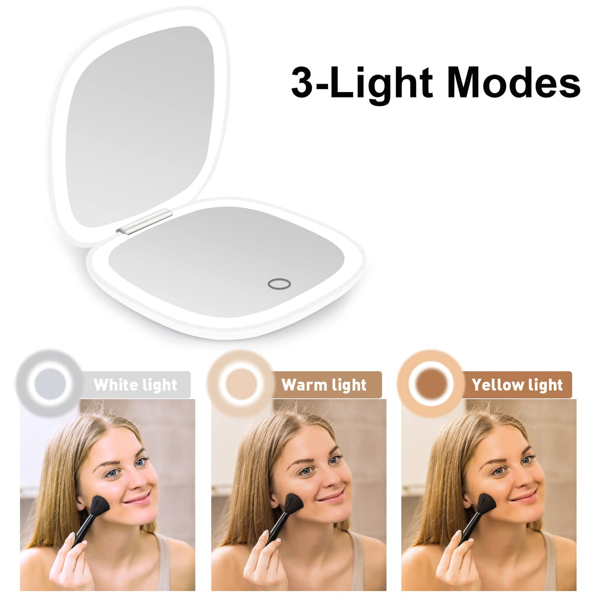 Compact Mirror Lighted Travel Makeup Mirror with 1X 10X - deweisn Official Imagery - 5