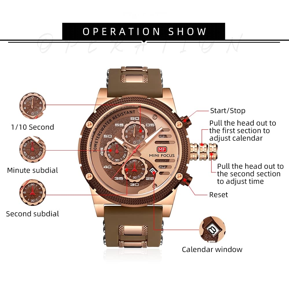 AIMES Mens Watches for Men Casual Chronograph Waterproof Sport - Product Imagery