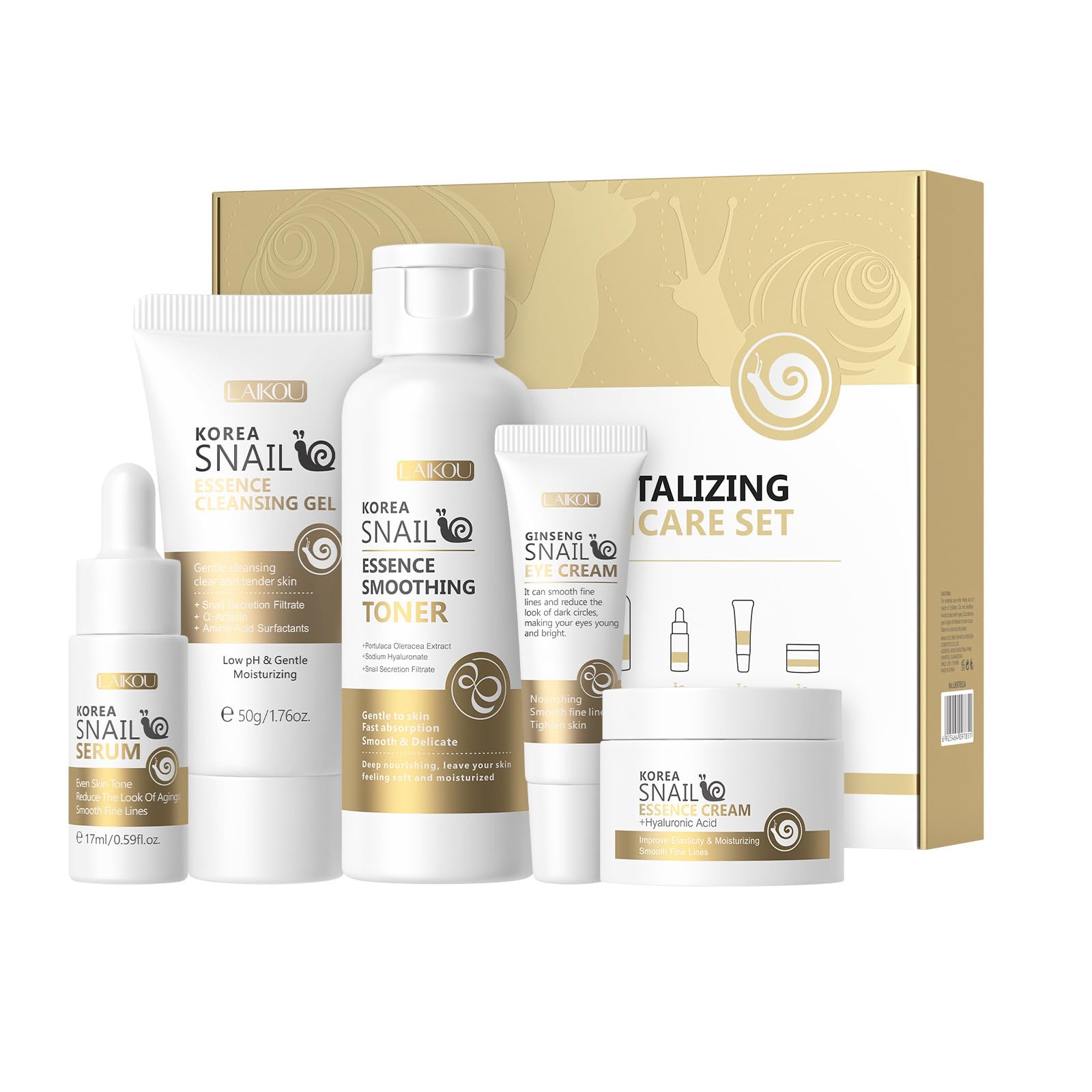 Korean Snail Essence Skin Care Kit,Skincare Gifts for - HXLYBD