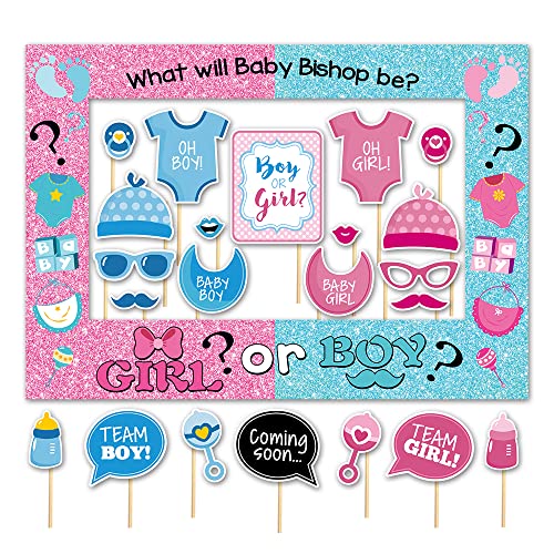 SWYOUN Baby Gender Reveal Photo Booth Frame Party Supplies Boy - Product Imagery