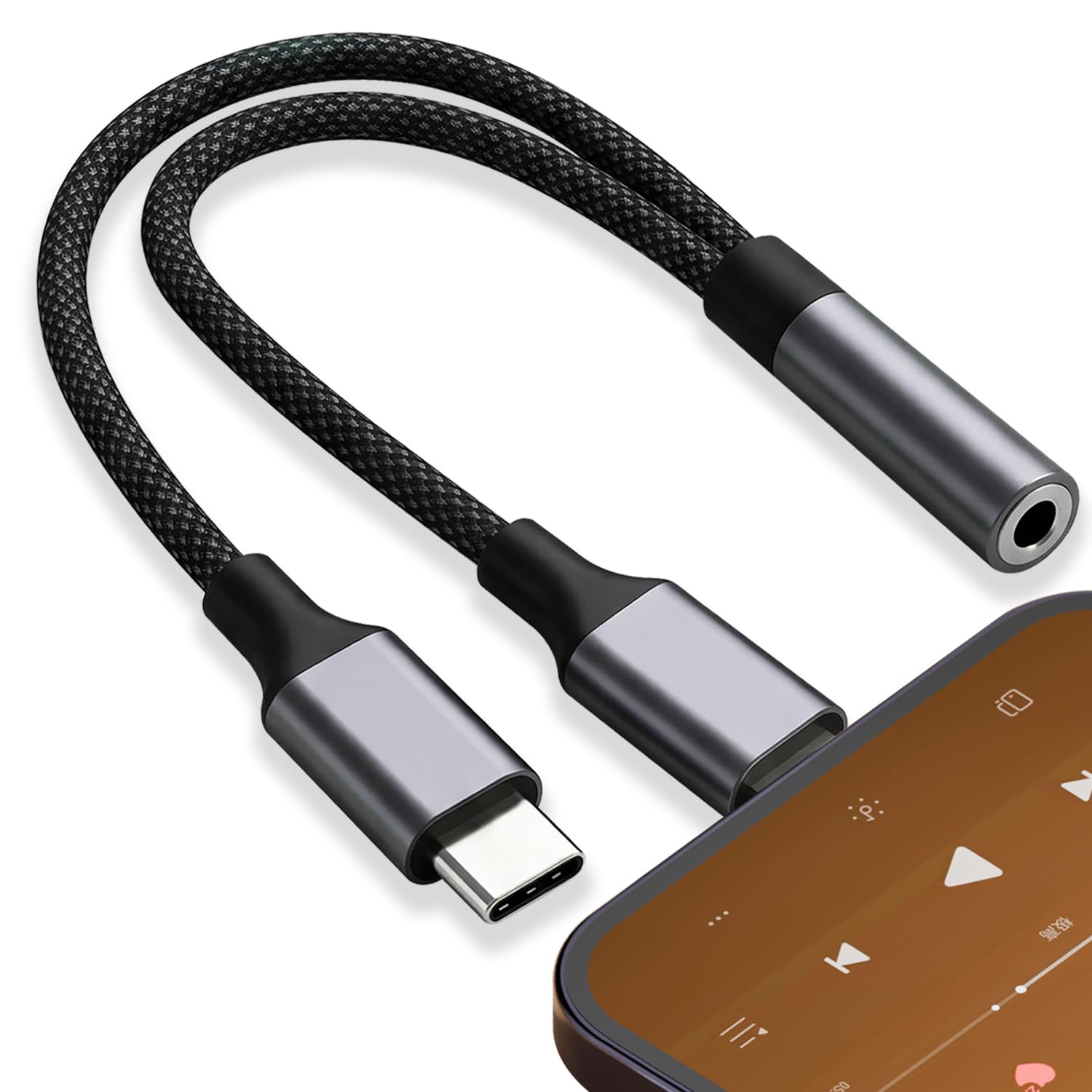 AreMe 2-in-1 Headphone Adapter for Lightning & USB C to 3.5mm Aud by AreMe - Angle View 1