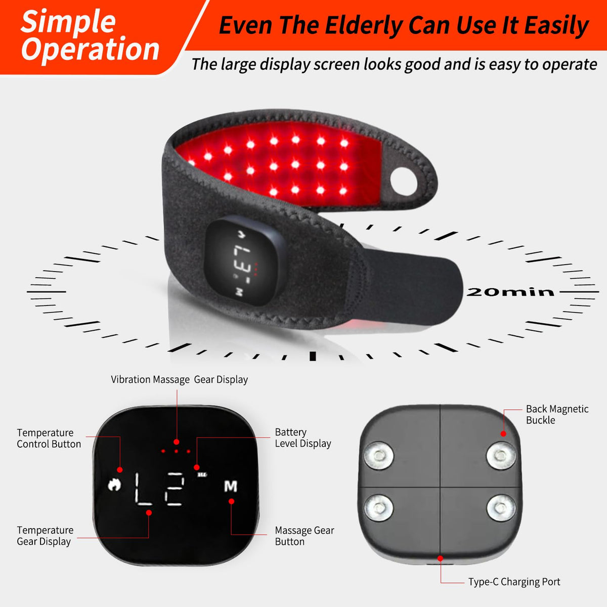 Rechargeable LED Warming Wrap for Wrist and Hands Portable - Hopkell Official Imagery - 6