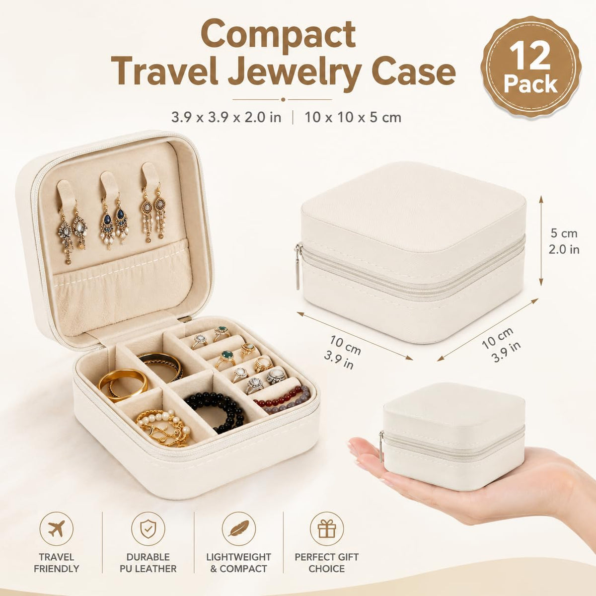 12 PCS Travel Jewelry Case Small Jewelry Box Mini Leather - LDHHYH Official Imagery - 3