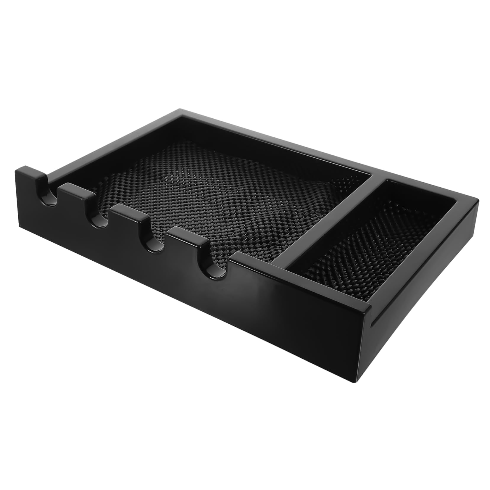 OSOLADY hair trimmer clipper rack organizer for salon, holding barber tools and accessories on a professional station.