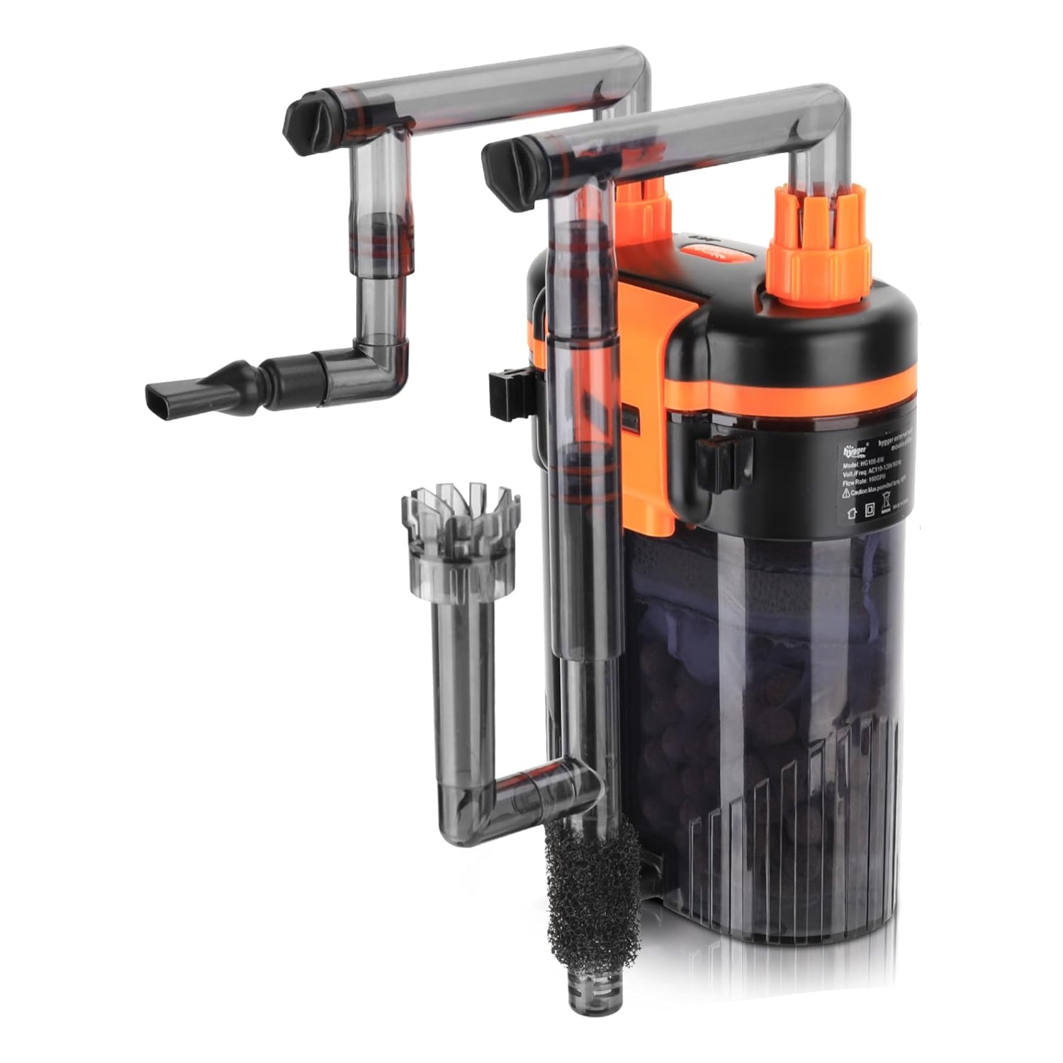 hygger external hang-on-back canister aquarium filter for fish tanks, featuring quiet operation and efficient water filtration