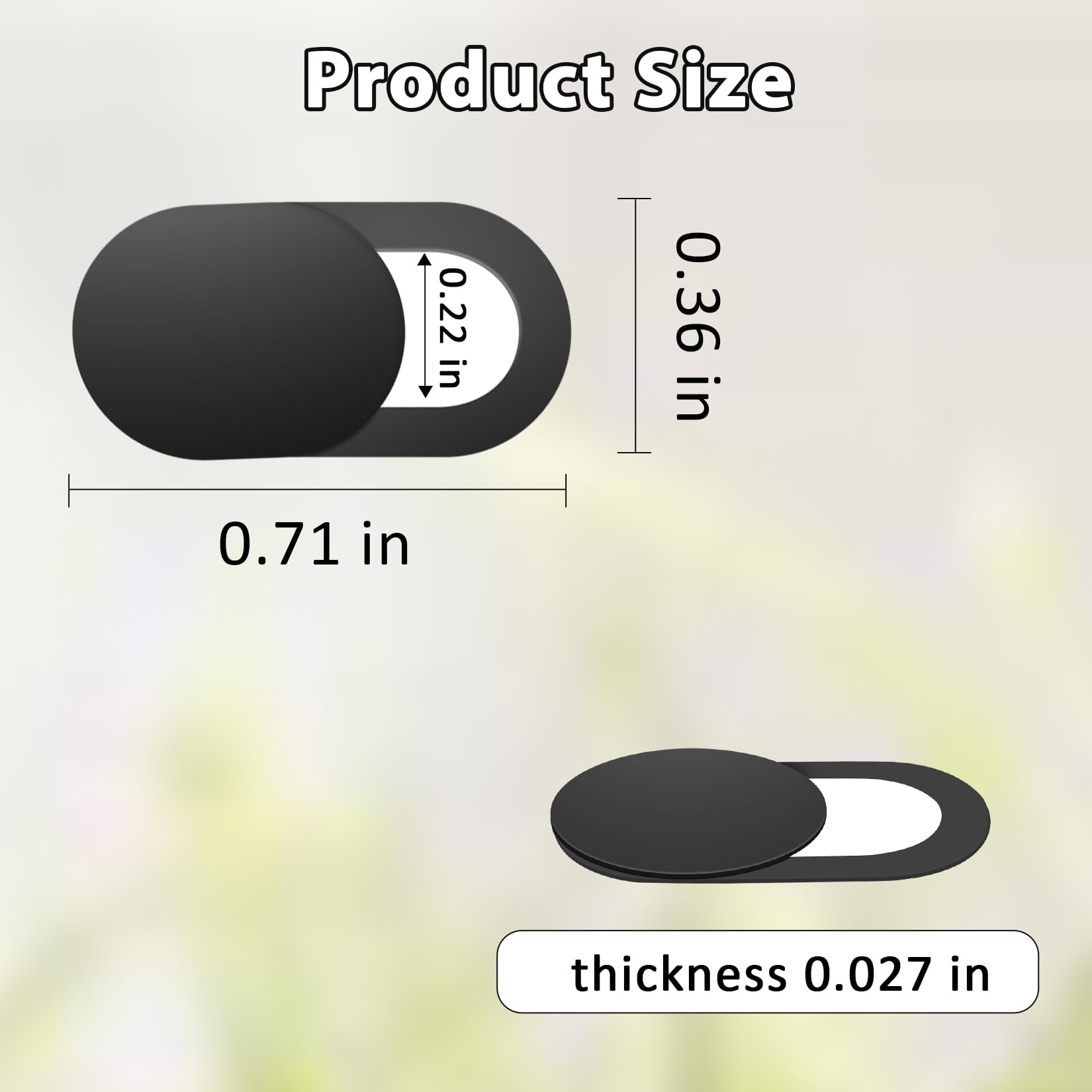 ZUCUCUC black camcorder laptop camera cover slide, ultra-thin webcam privacy cover for laptops, tablets, and smartphones.