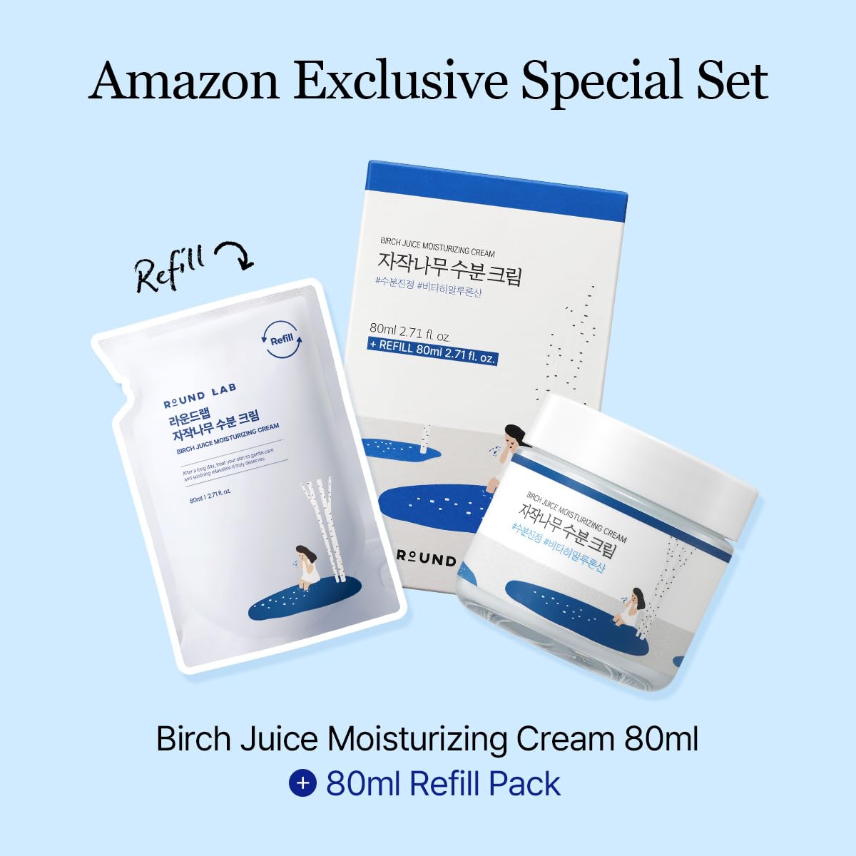 ROUND LAB Birch Juice Moisturizing Cream 1+1 Refill Set