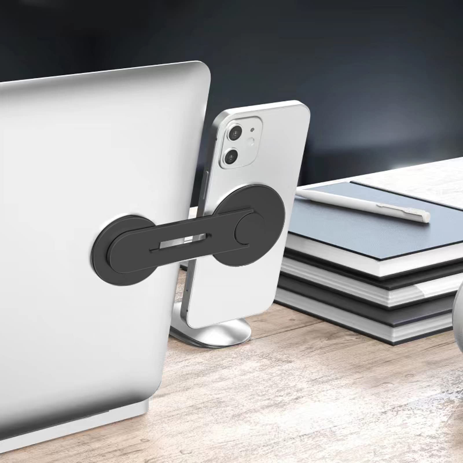 Magnetic Laptop Phone Holder,Ultra-Thin Computer Display Stand, Black