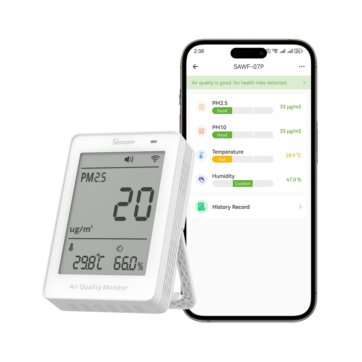 SONOFF SAWF 07P Smart Indoor Air Quality Monitor with PM2 5 - SONOFF Official Imagery - 2