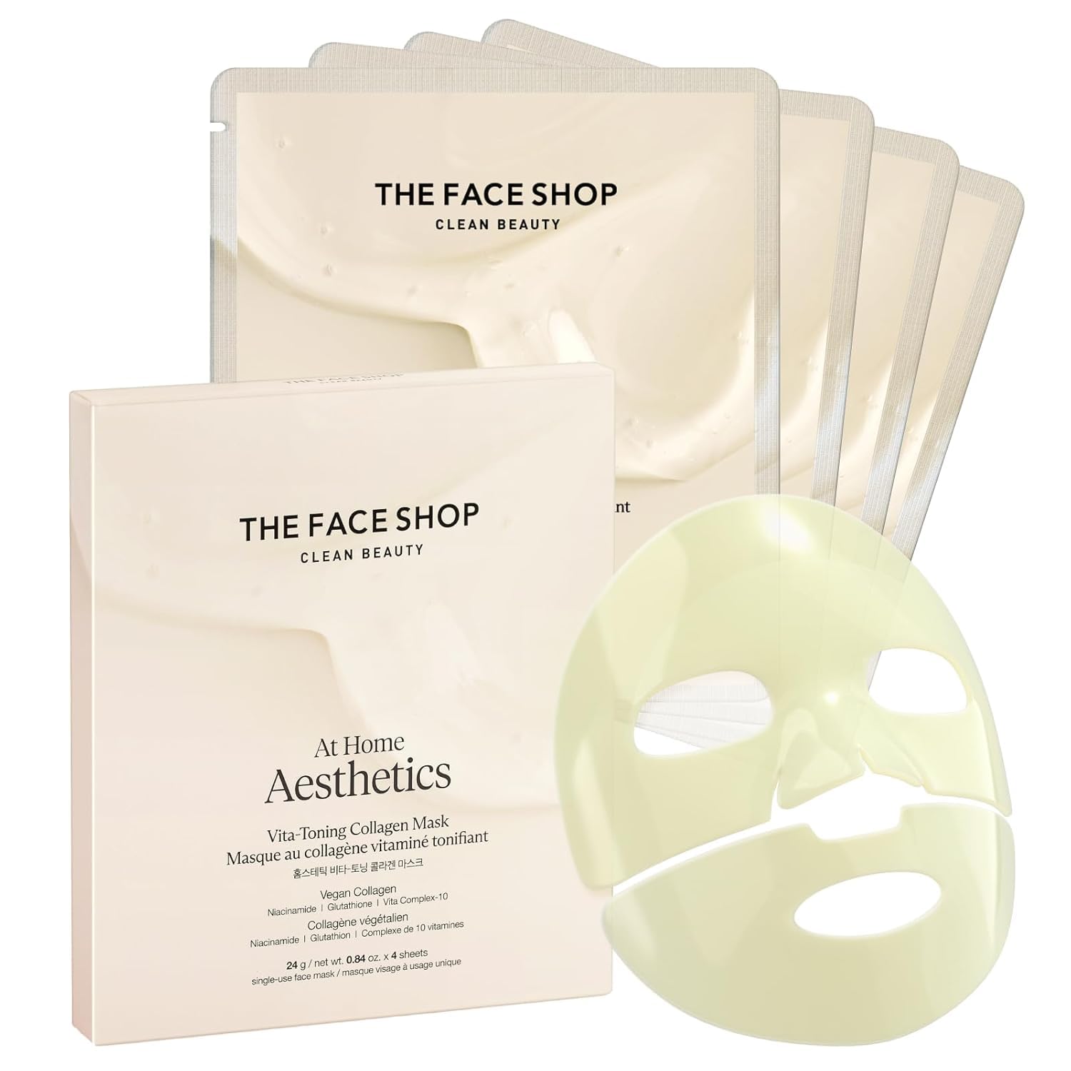 THE FACE SHOP Original Vegan Collagen Face Mask, Korean Glass Skin Ess - View 9