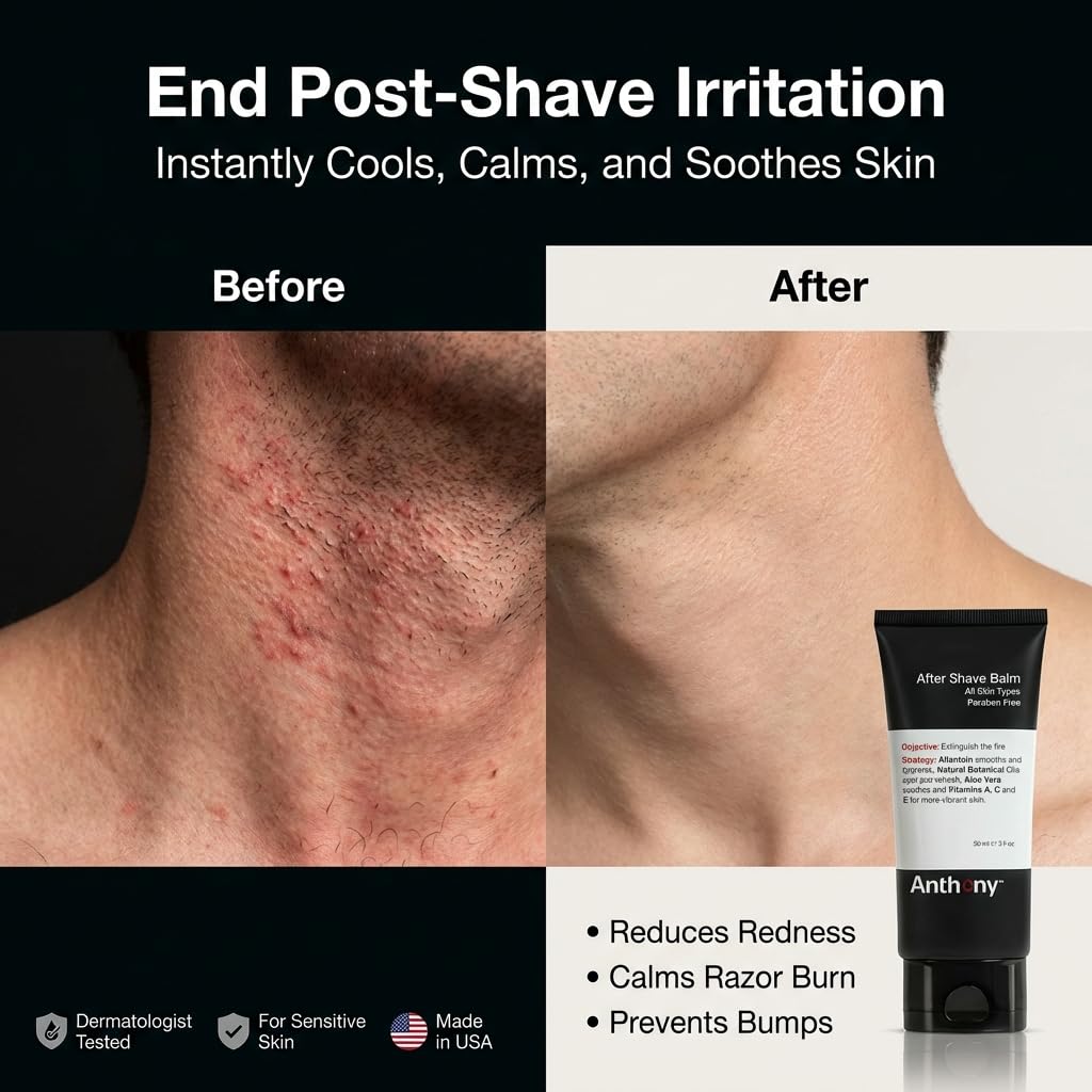 Anthony After Shave Balm for Men, Cooling & Hydrating Lotion with Vitamins A, C & E, Aloe Vera & Botanical Extracts, 3 fl oz, Aftershave Soothes, Moisturizes & Nourishes Skin, Reduces Razor Burn - Anthony Official Product View 3
