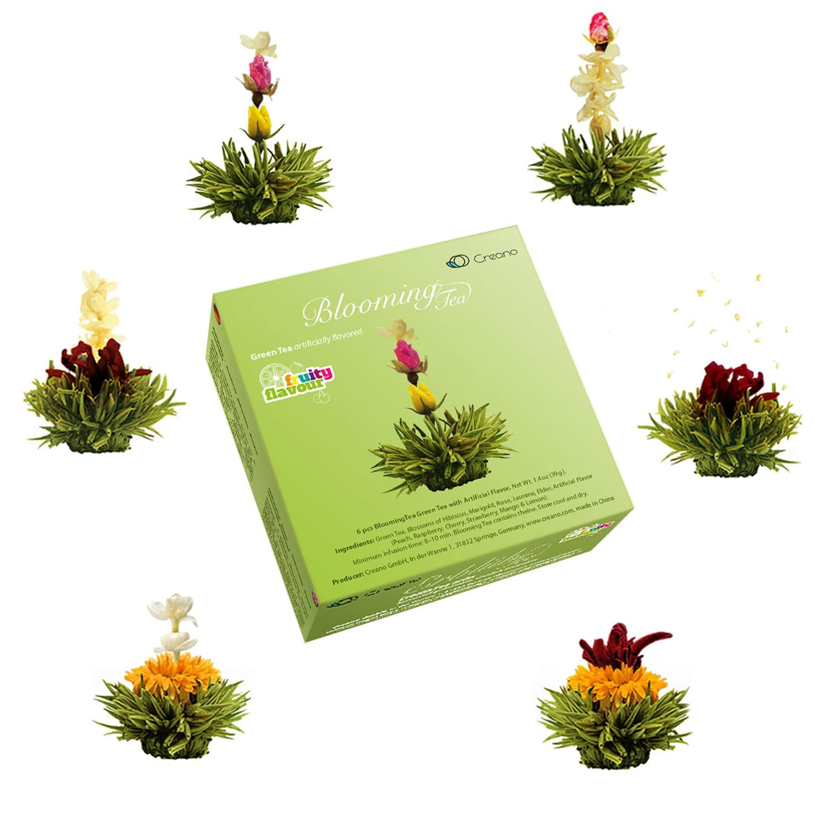 Creano Blooming Tea Gift Set with Glass Teapot 17oz - Creano Official Imagery - 7