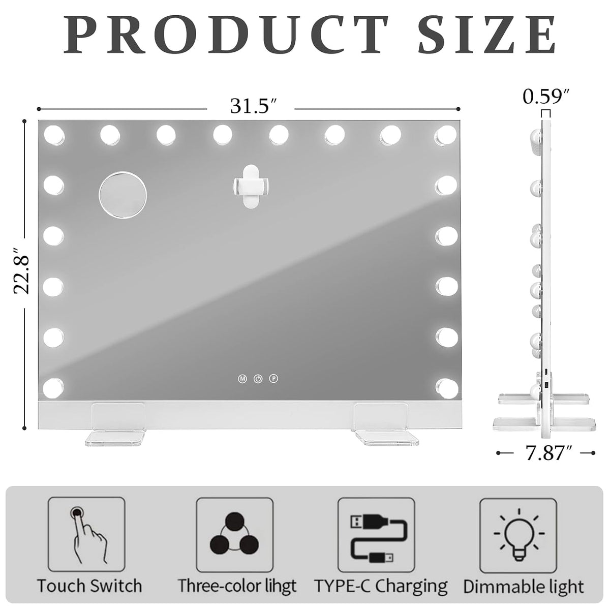 Hansong Vanity Mirror with Lights 0 6 Ultrathin Large - Hansong Official Imagery - 3