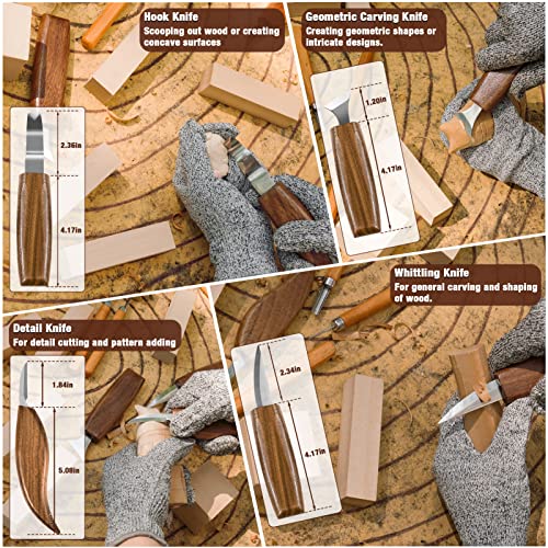 Wood Carving Kit, 23pcs Wood Carving Tools with 4 Wood Carving - Product Imagery