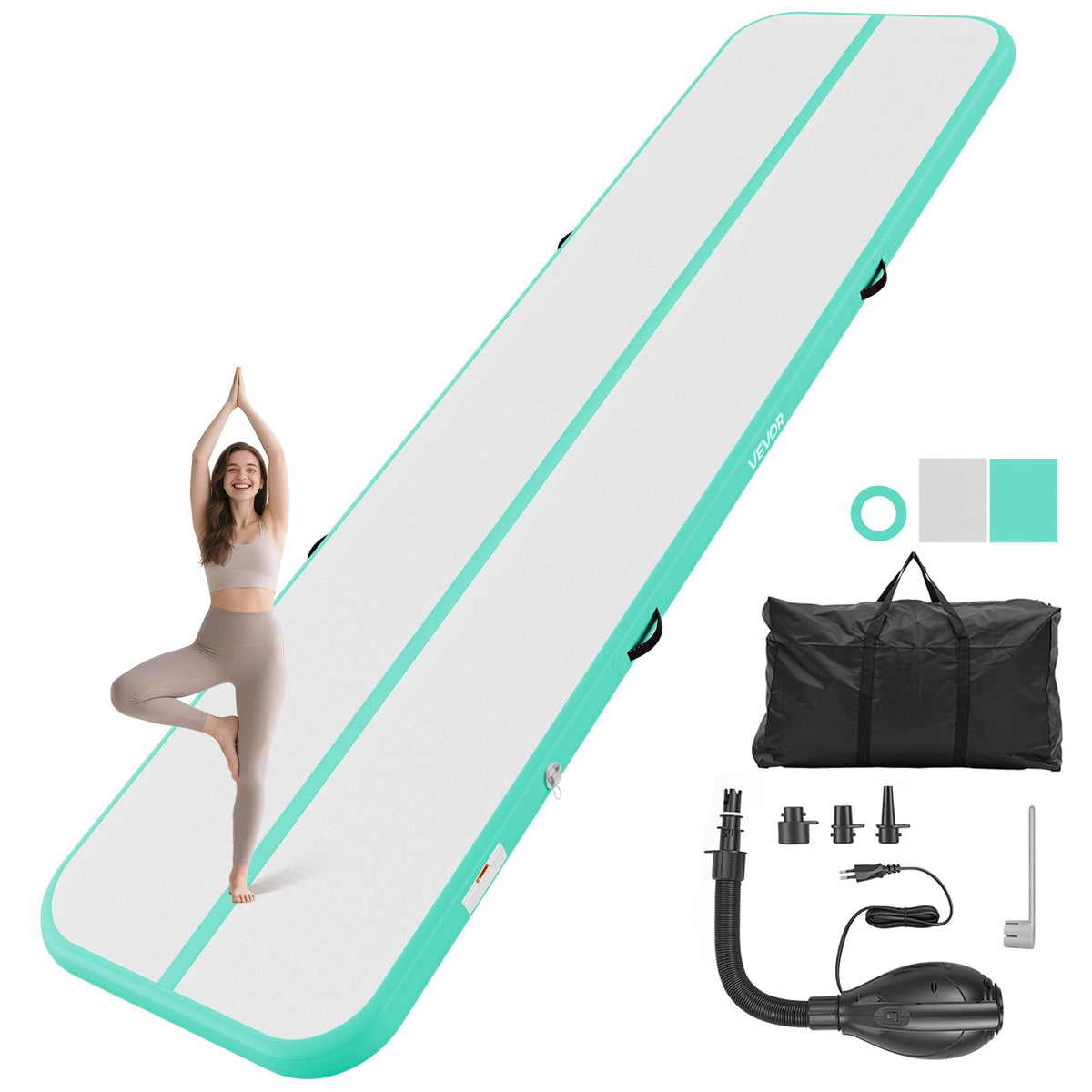 VEVOR Inflatable Gymnastics Air Mat Tumble Track with Pump - VEVOR Official Imagery - 2