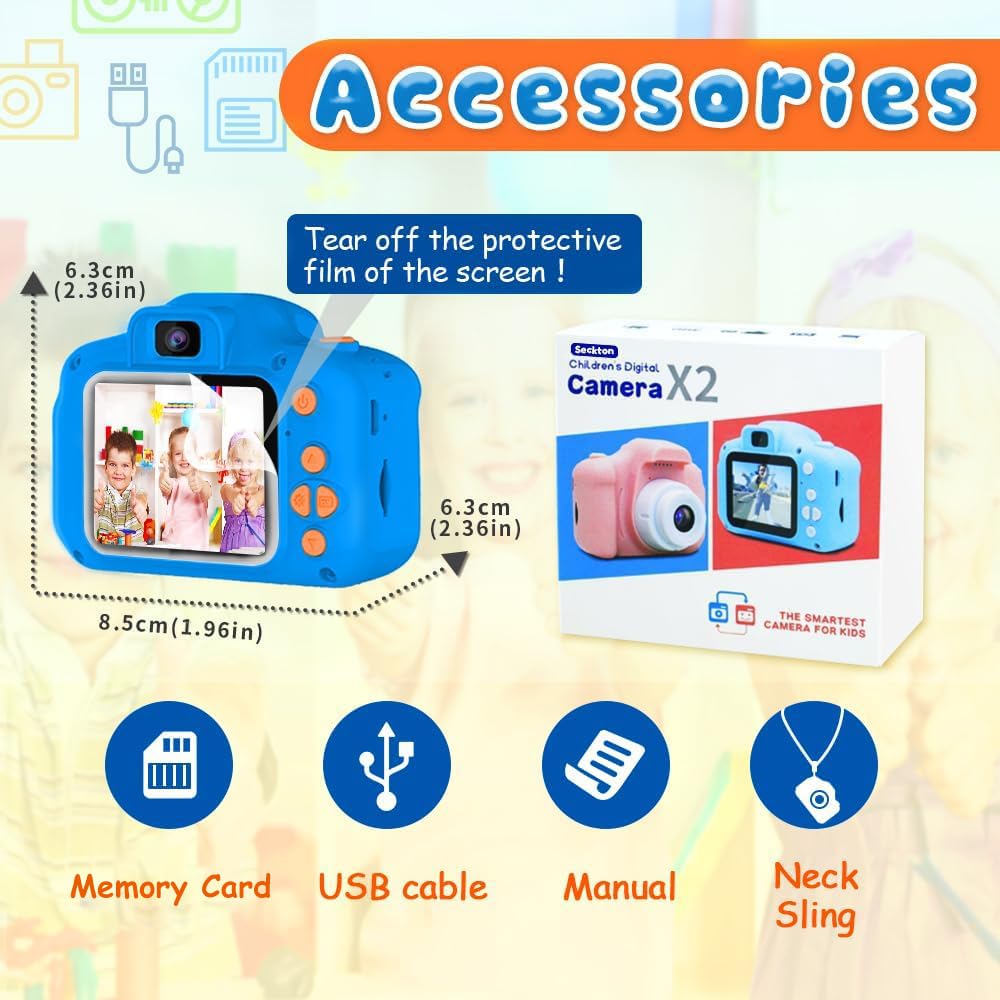 Upgraded Kids Selfie Camera HD Digital Video Camera Navy - Seckton Official Imagery - 8