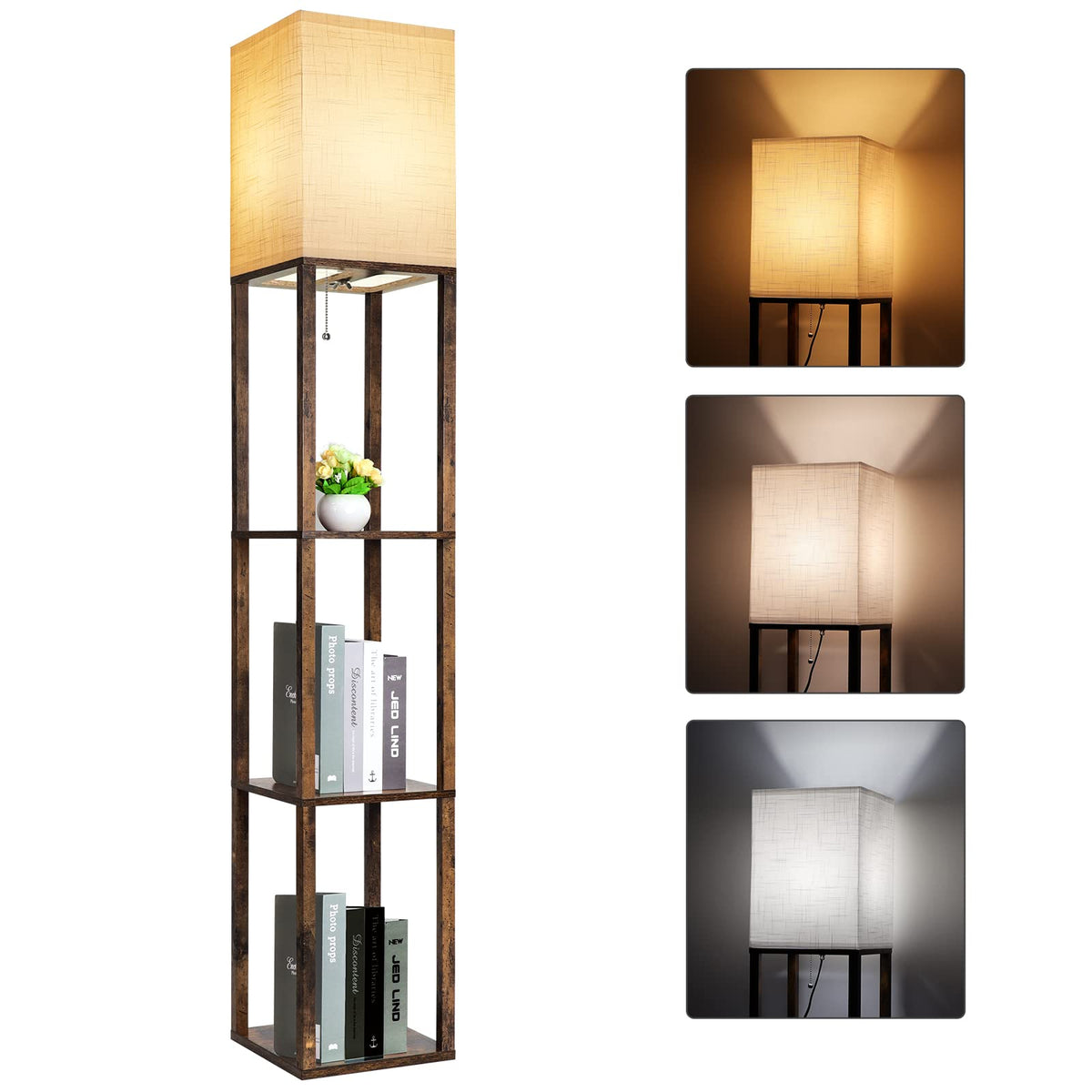 Floor Lamp with Shelves Modern Shelf Lamp for Display - RUNTOP Official Imagery - 1
