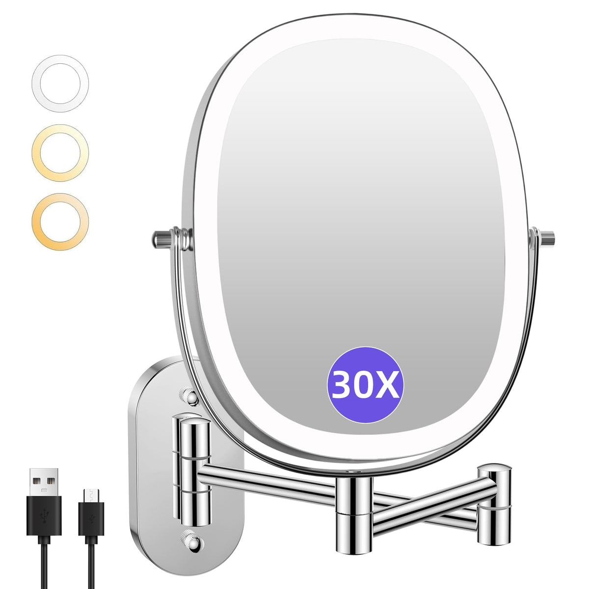 FUNTOUCH 5000mAh Rechargeable Wall Mounted Lighted Makeup - FUNTOUCH Official Imagery - 2