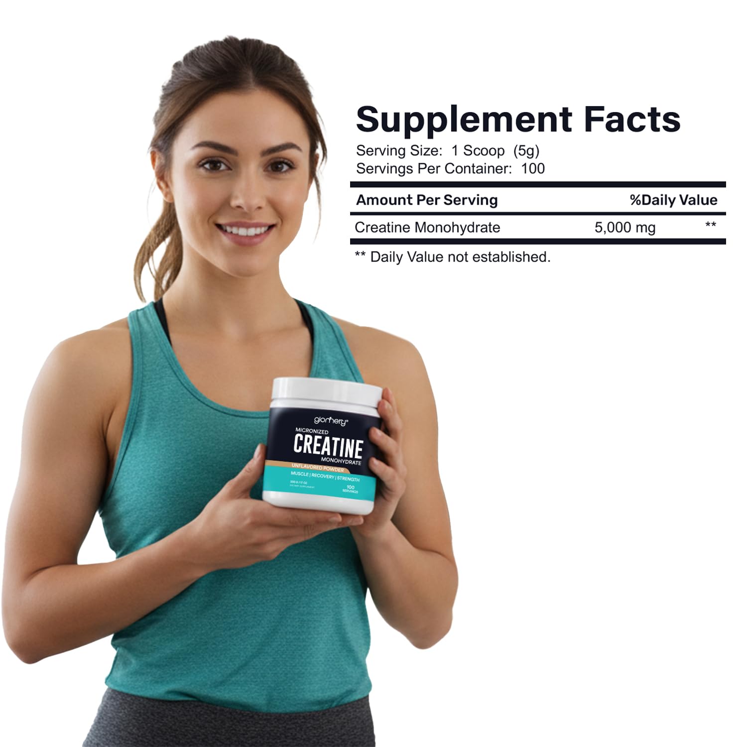 Glomery Creatine Monohydrate Powder Micronized, 100 Servings, Pur - Glomery Official Product View 2