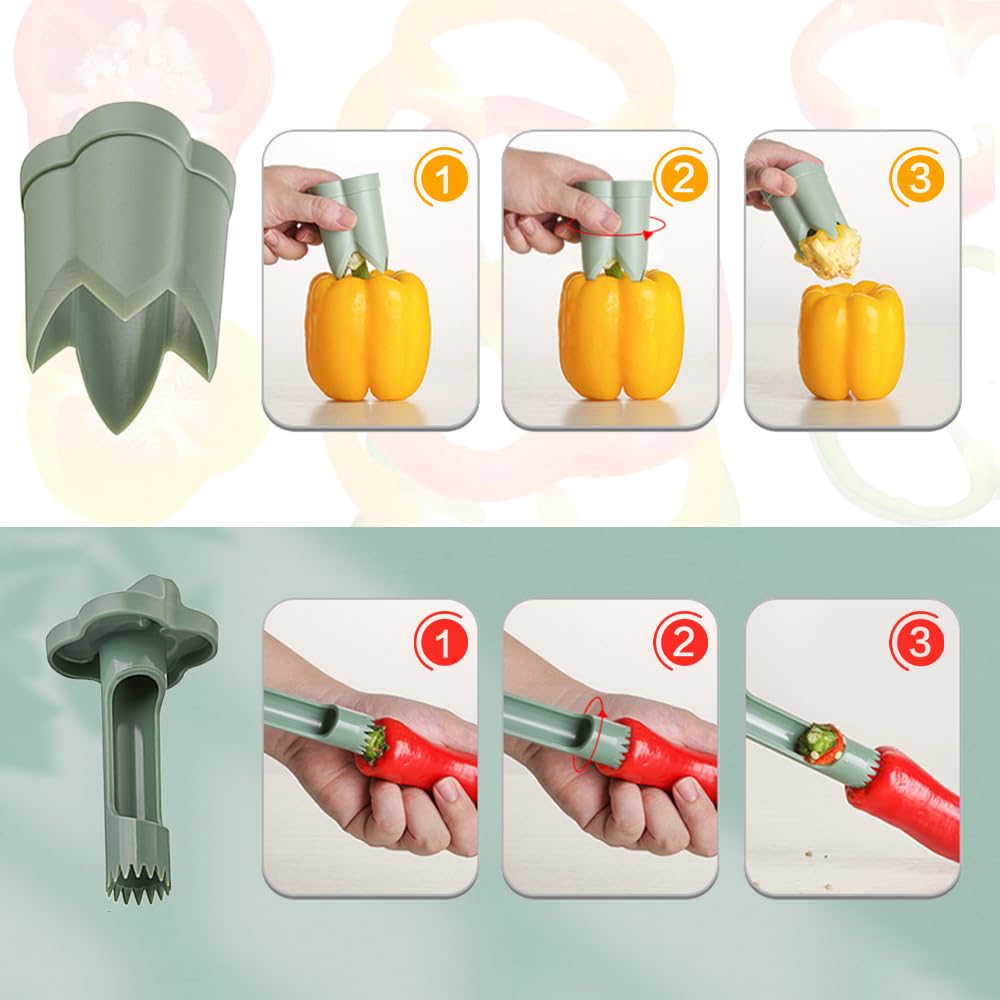 ZiTour Pepper Seed Corer Remover, 2024 New 2 in 1 Bell Pepper Cutter P - View 4