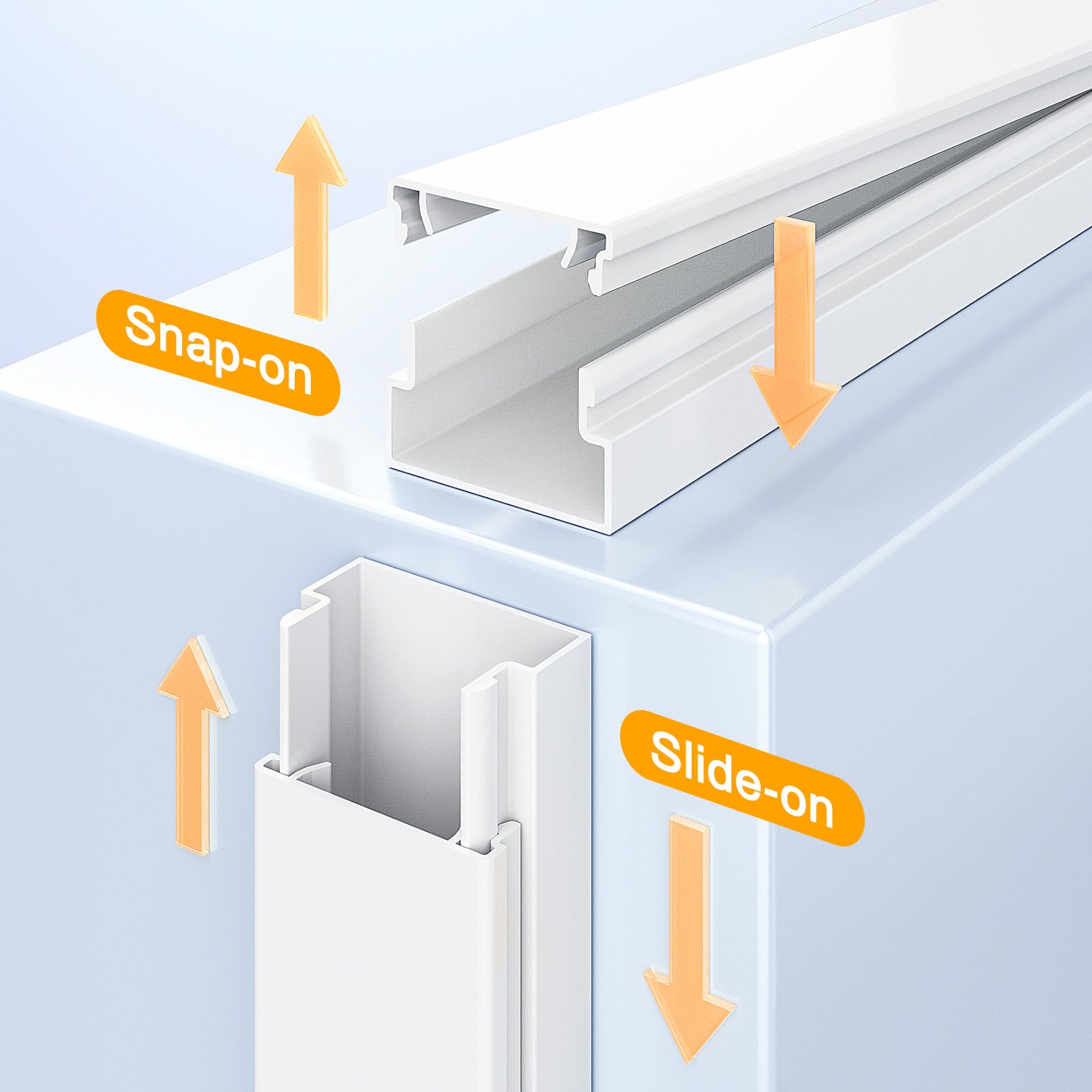 Delamu cord management cover for wires, 157-inch white cable hider with raceway kit for TV and wall cable organization.