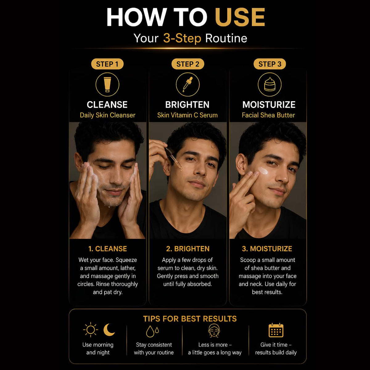 Men s Natural Skin Care Set Face Cleanser Vitamin C Serum - True2Men Official Imagery - 6