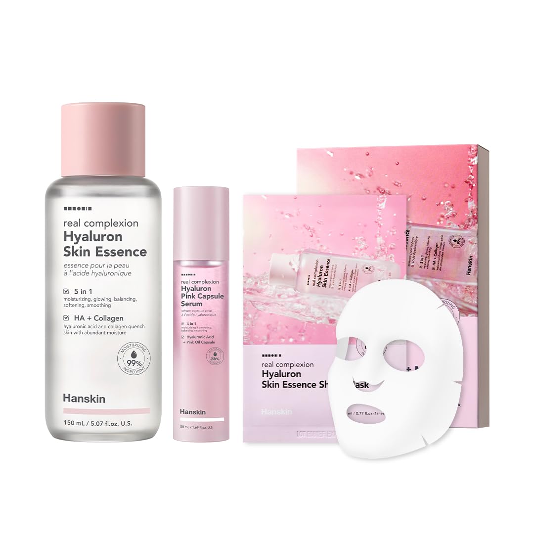 Hanskin Pink Hyaluron Complete Care Set – Skin Essence, Pink - Hanskin