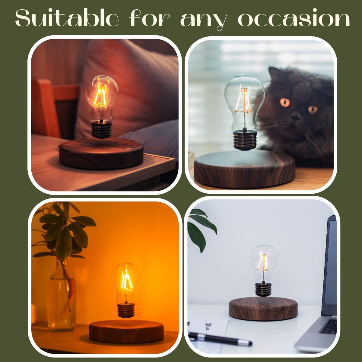 MOOCCI Levitating Bulb Lamp, Magnetic Floating Night Light for Desk Decor - MOOCCI Official Product View 7