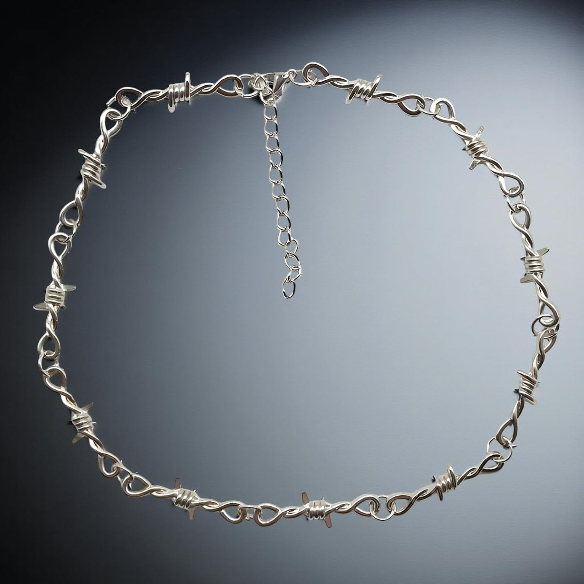 925 Sterling Silver Blade Barbed Wire Necklace Bracelet For - Premium Selection Official Imagery - 2