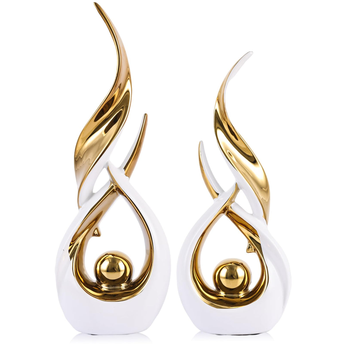 Gold Ceramic Abstract 2 Piece Statue Set Mid Century Modern - XMGZQ Official Imagery - 1