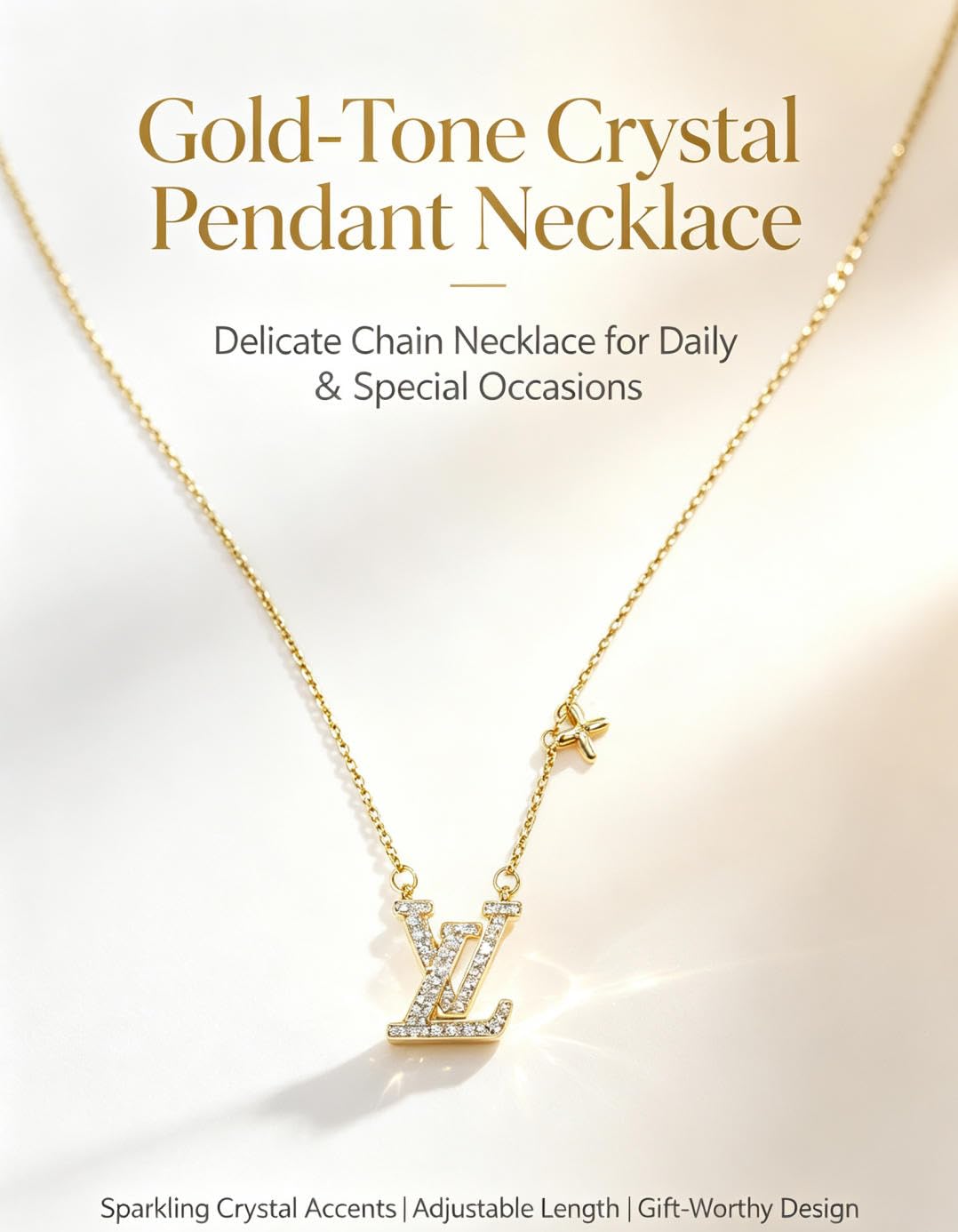 Iconic Necklace with Crystal Monogram Pendant - HILACE Official Imagery - 4