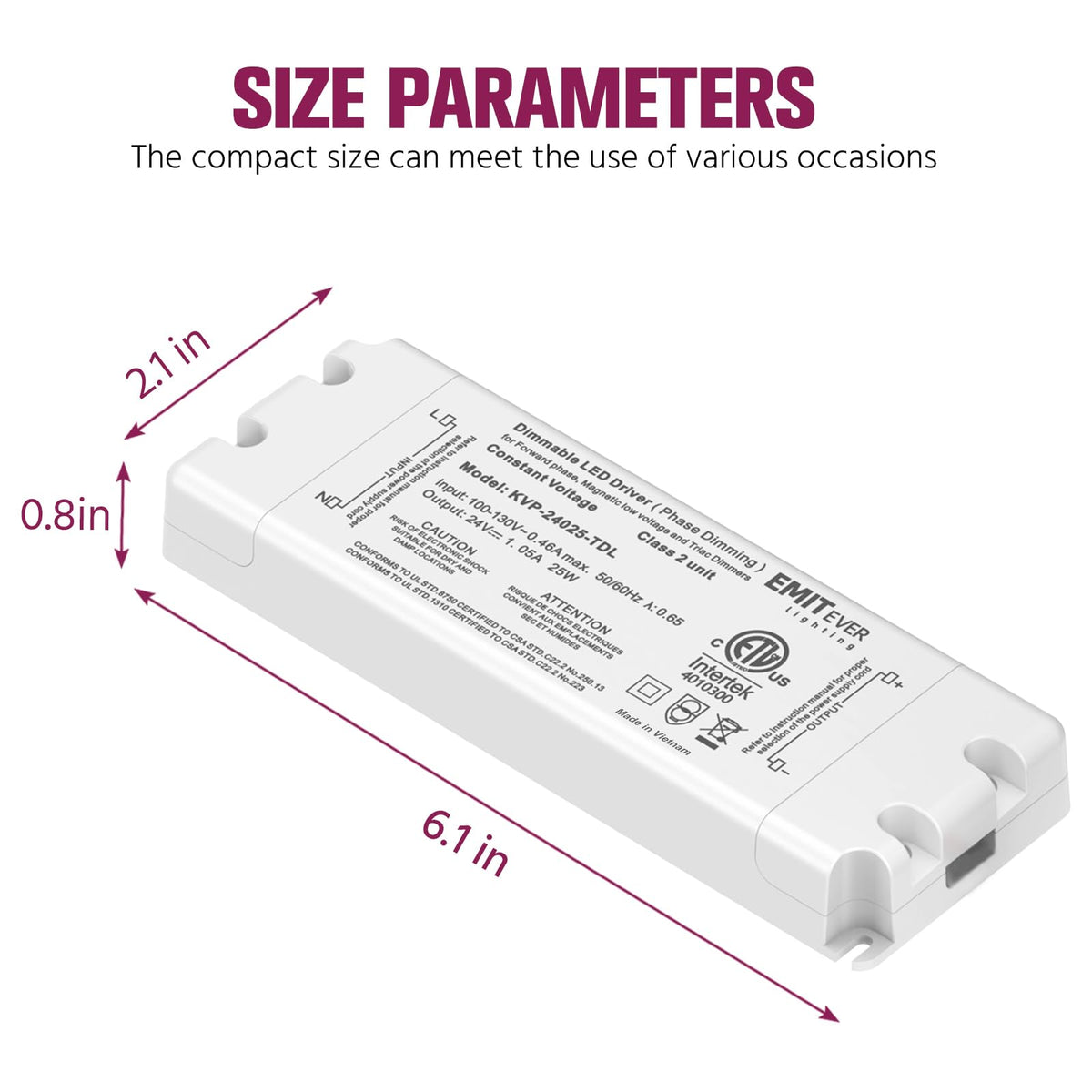 EMITEVER 25W 24V Triac Dimmable LED Driver AC 120V to DC - EMITEVER Official Imagery - 4