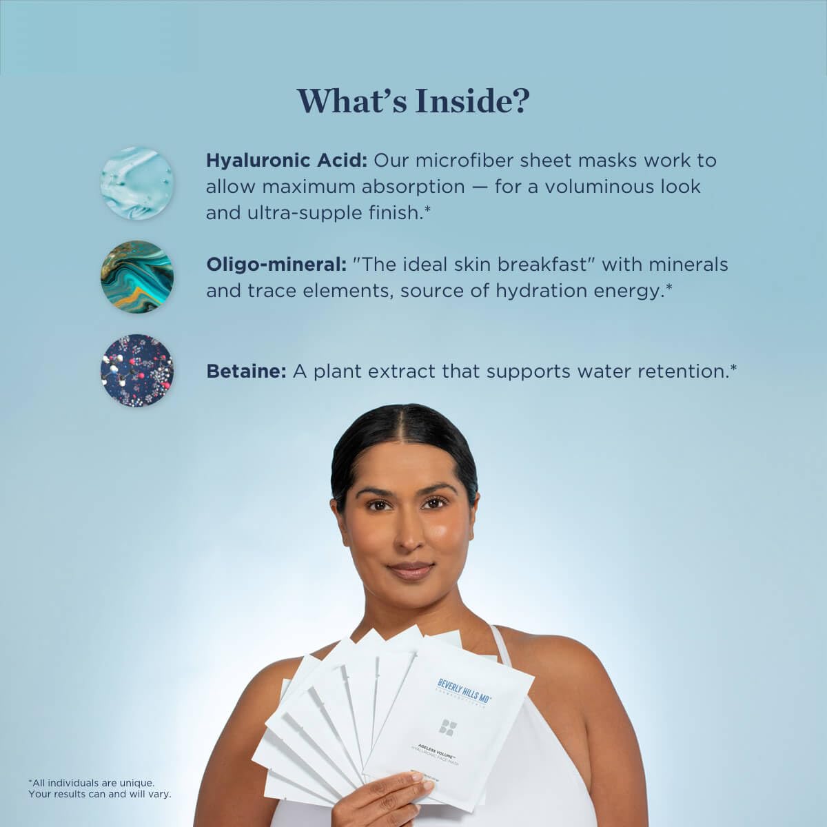 Beverly Hills MD Ageless Volume Hyaluronic Face Mask 8 Pack - Beverly Hills MD Official Imagery - 4