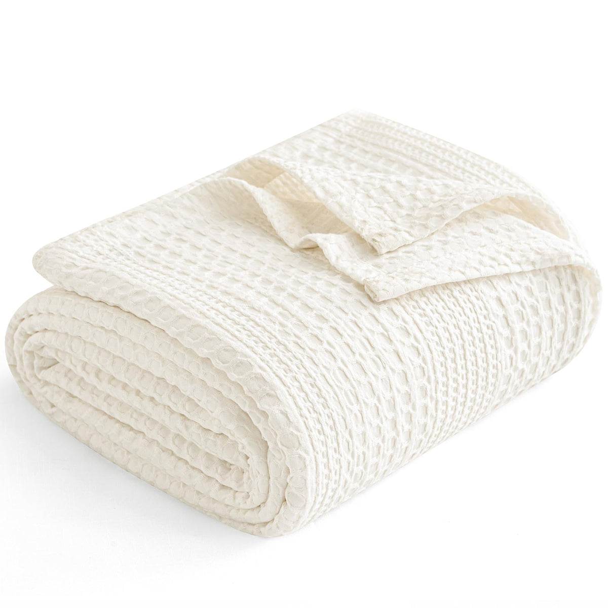 PHF Lightweight Waffle Weave Blanket Twin for Bed Coconut - PHF Official Imagery - 1