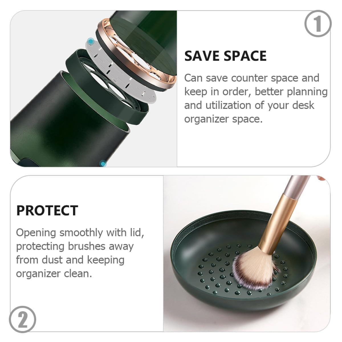 GOOHOCHY Makeup Brush Holder Organizer Ventilated Dustproof Design Portable round Cosmetic Brush Storage Cup for Vanity and Travel for Home Use