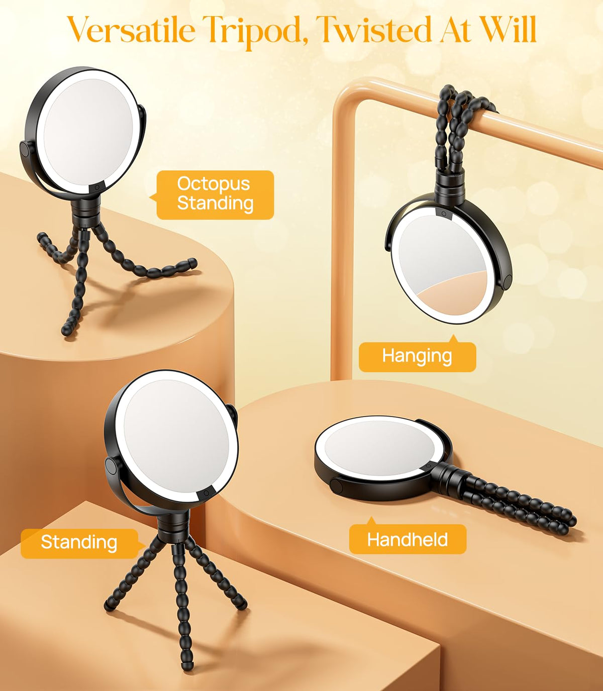 Gospire 5 85 Tripod Travel Makeup Mirror with Light and - Gospire Official Imagery - 4