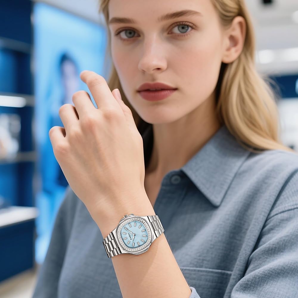 Szaikyri Elegant Watch for Women with Crystal Accented Solid - Szaikyri Official Imagery - 8