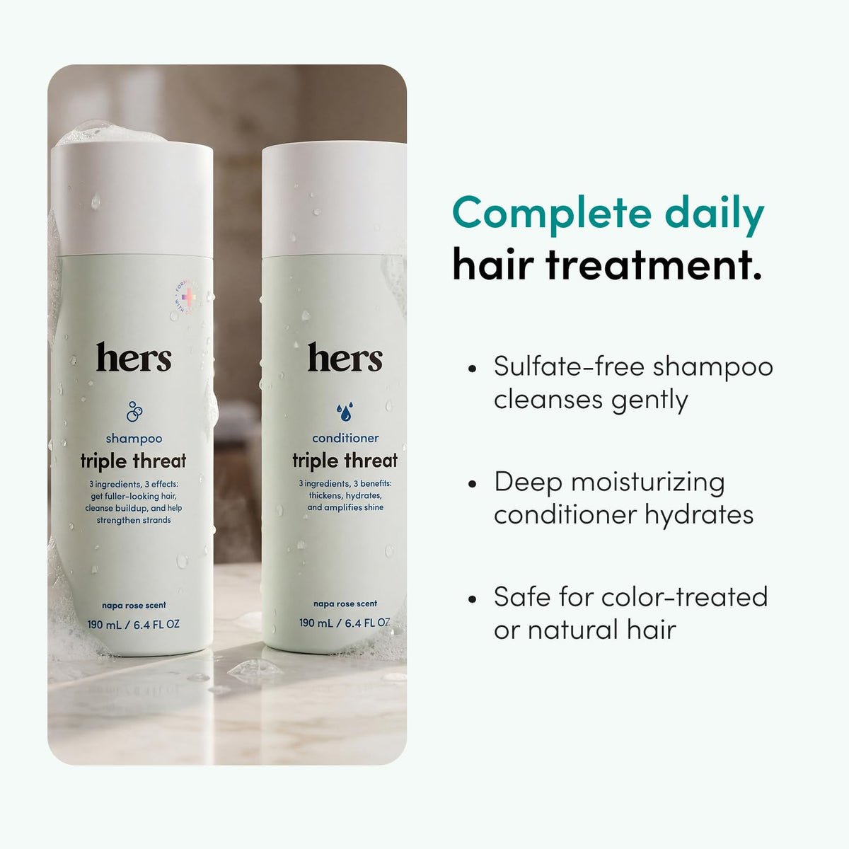 hers Triple Threat Shampoo Conditioner Set Biotin Napa Rose - HIMS & HERS Official Imagery - 6