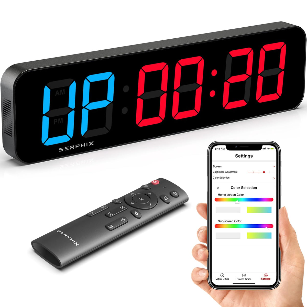 15 2 Gym Timer App Remote Control Gym Clock for Home Garage - SERPHIX Official Imagery - 2