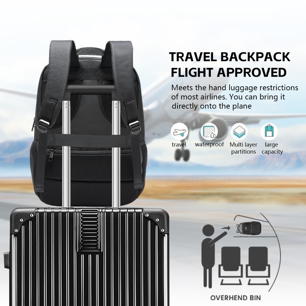 WeiTrust Travel Laptop Backpack, 40L Water-Resistant & Durable Business Backpack, Airline-Approved for Carry-On, Fits 17.3-inch Laptops, Suitable for School & Daily Commute