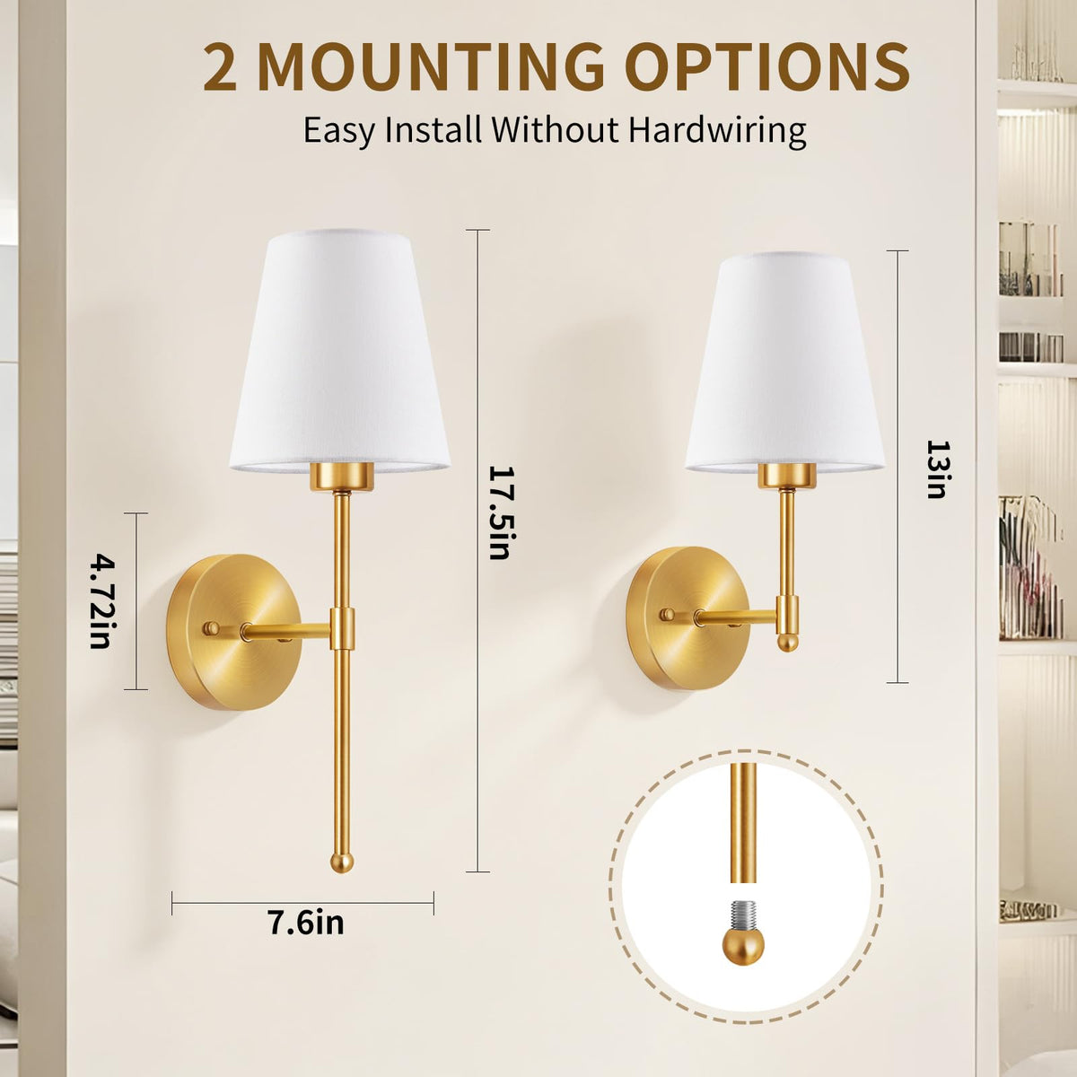 Battery Operated Wall Sconce Set of 2 Rechargeable Wall - LHRLAK Official Imagery - 3