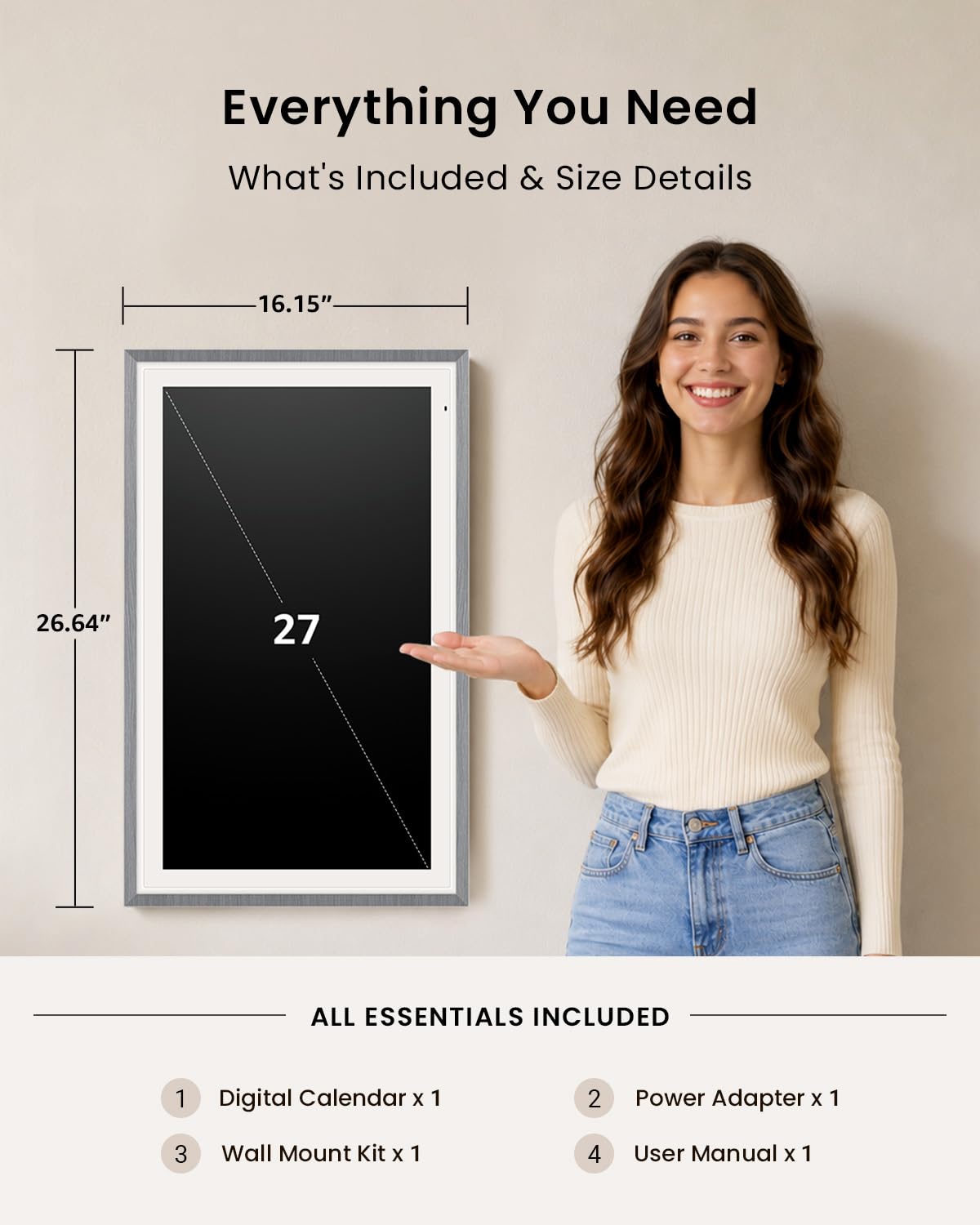 Apolosign 27-inch Digital Calendar & Smart Family Wall Planner, N - ApoloSign Official Product View 2