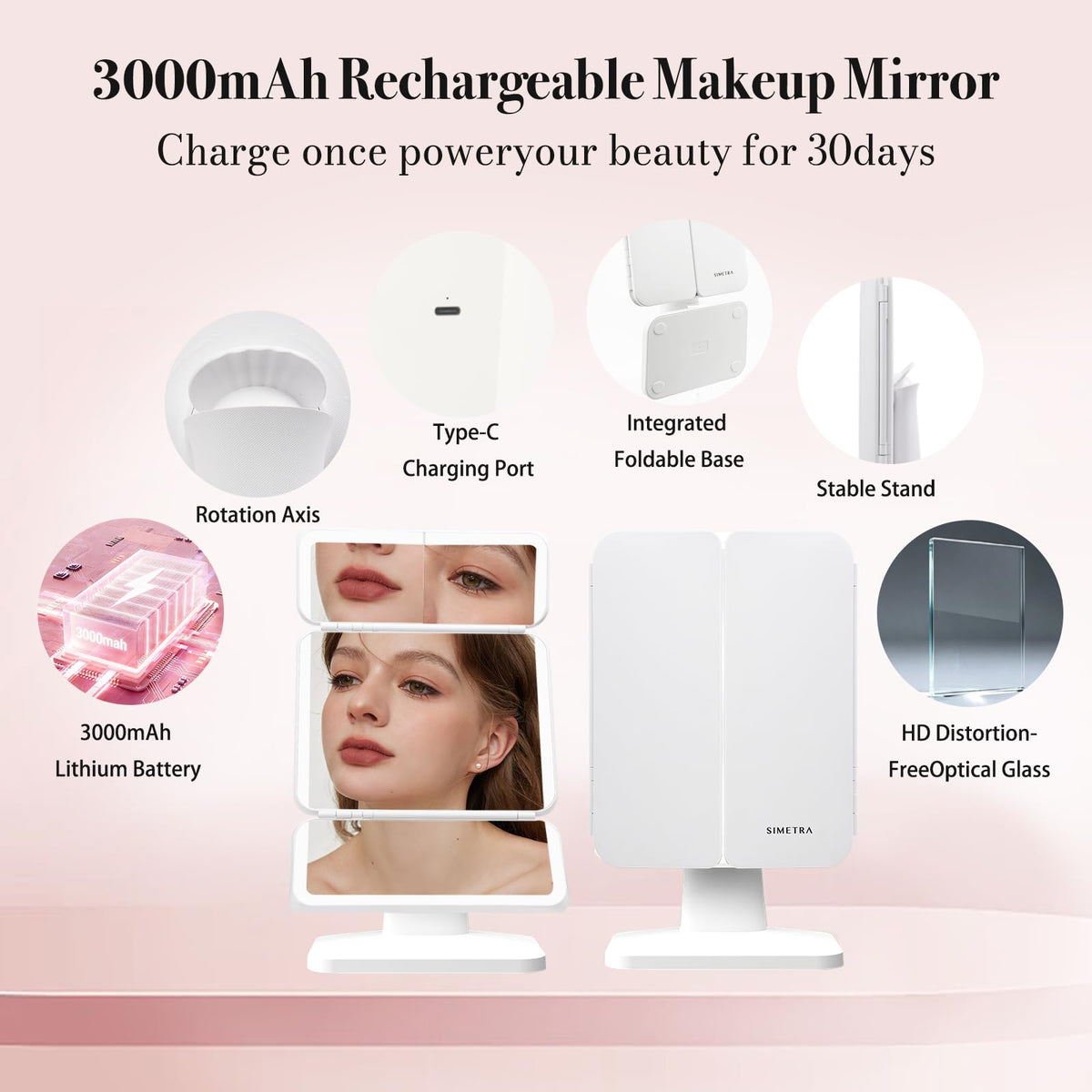 SIMETRA 15 6 Rechargeable Makeup Mirror with Lights 156 LED - SIMETRA Official Imagery - 8