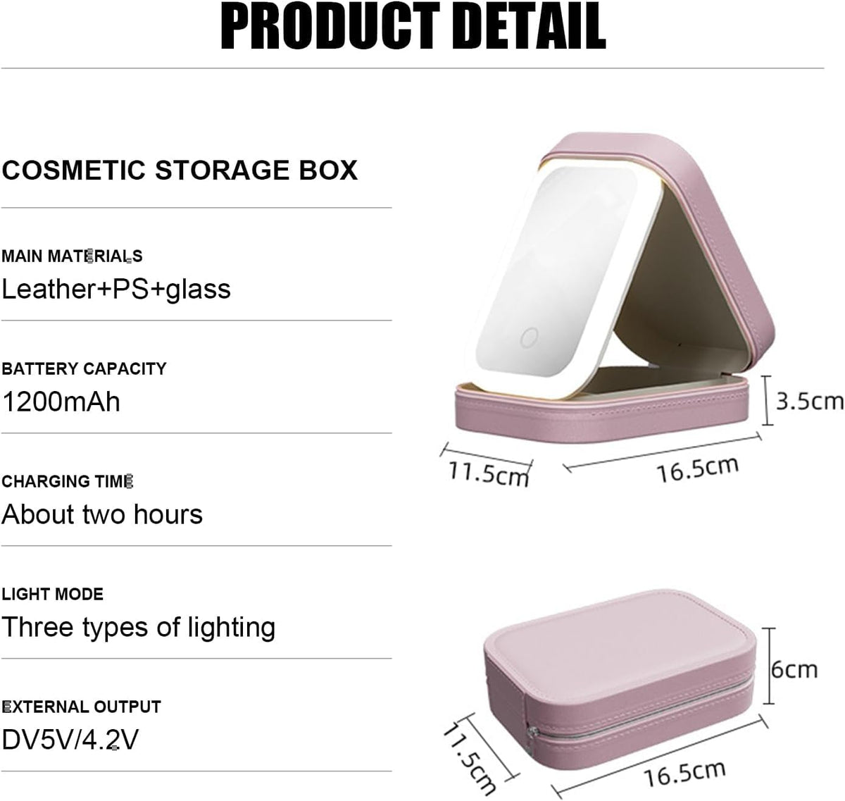 Ujicde Travel Makeup Bag with LED Mirror 3 Colors Modes LED - Ujicde Official Imagery - 4