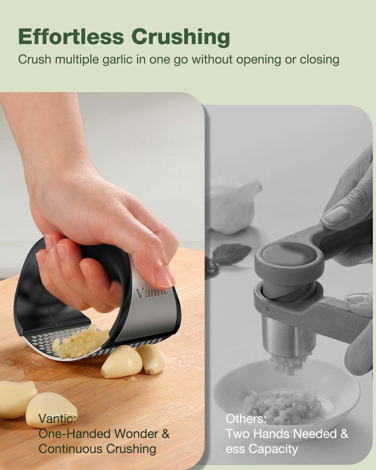 Vantic Garlic Press Rocker - Stainless Steel Garlic Crusher, Mincer an - View 3